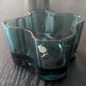 IITTALA Alvar Aalto Turquoise GLASS Votive TEALIGHT CANDLE HOLDER